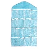 OUNONA 16 Pockets Door Hanging Bag/Shoe Rack Hanger/Underwear Socks Bra Closet Storage Tidy Organizer (Blue)