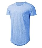 Althlemon Mens Hipster Hip Hop T Shirts Longline Elong Length Curved Bottom Streetwear Shirt Tee Cool Outfits (M, Blue)