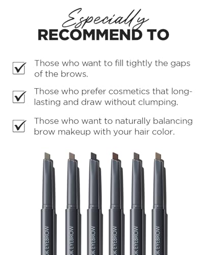 Image of THESAEM Artlook Eyebrow Definer Pencil with Spoolie Brush 02 Deep Brown - Long Lasting Eyebrow for Soft Textured Eyebrow Makeup with Vitamin E - Triangular Pencil