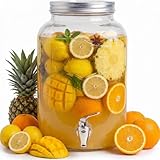 HOME DECO FACTORY   Fontaine à Boisson en Verre avec Large Ouverture et Robinet de Service   idéale pour Toute la Famille   Parfaite pour Vos Boissons   Contenance : 8 L