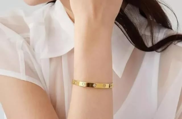 DJ || 4.00CT Round Cut Diamond Lab-Created Women Bangle Bracelet Engagement 14K Yellow Gold Plated 925 Silver For Your Love 7"2