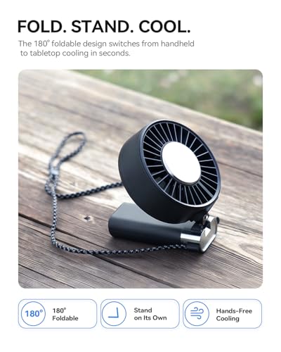 Image of SOTHING Portable Fan Rechargeable with Charging Dock, Auto-Oscillating, 4.43 Inch Oversized Fan Head, Handheld Fan with Cooling Plate, 180 Foldable, 19.4 ft /s Airflow, 1-100 Speeds, Up to 16H Runtime