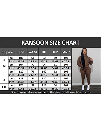 Kansoon Womens Sweatsuits 2 Piece Outfit Solid Long Sleeve Hooded Top And Long Pants Sweatsuit Blue L #TOP5