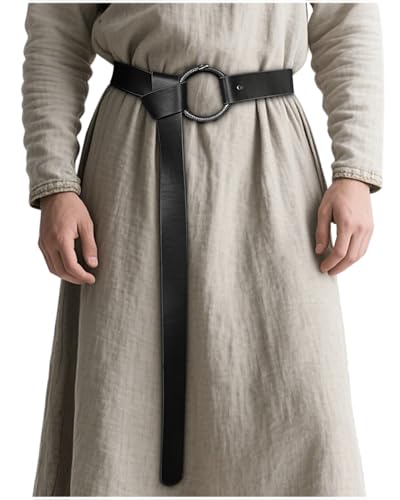 Joukavor Leather Renaissance Belt with O Ring for Women Men Halloween Renfaire