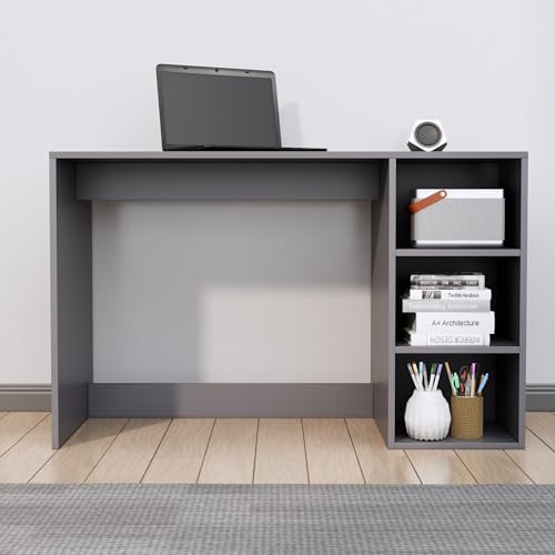 Image of Bniture Wooden Study Table for Home with Bottom Storage | Engineered Wood Study Table with Book Shelf | Multi Purpose Computer Desk for Writing | Laptop Table for Office & Home | Slate Grey