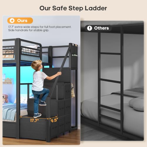 BTHFST Bunk Bed Twin Over Twin with Stairs
