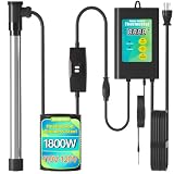 1800W Immersion Heater for Hot Tub, 304 Stainless Steel Submersible Immersion Heater with GFCI & Digital Thermostat, for Bathtub, Home SPA, Camping, Baptistery, Medium Stock Tank, Outdoor Use