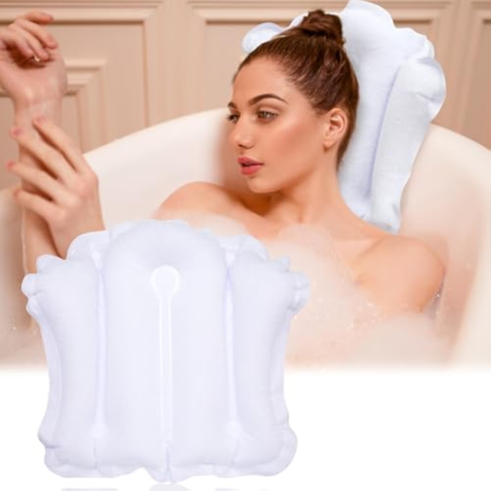 Inflatable Bath Pillow for Tub, Neck Support Spa Pillow