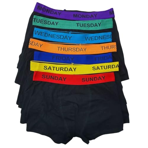 FASHION 7STAR Herren-Unterhose für 7 Wochentage, weich, gerippte Taille, Baumwolle, 7 Stück, Packung mit 7 Wochentagen, Large