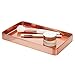 mDesign Modern Decorative Metal Guest Hand Towel Tray Holder Organizer for Disposable Paper Napkins, Jewelry, Makeup - Bathroom Vanity Sink Counter Organization - Unity Collection - Rose Gold