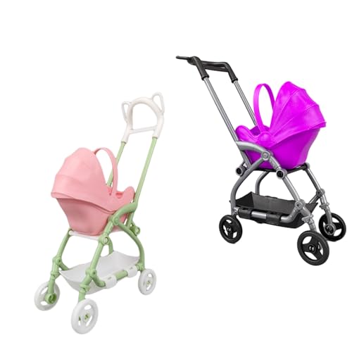 Pack of 2 Plastic DIY Assemble Toy 1:12 Baby Carriage
