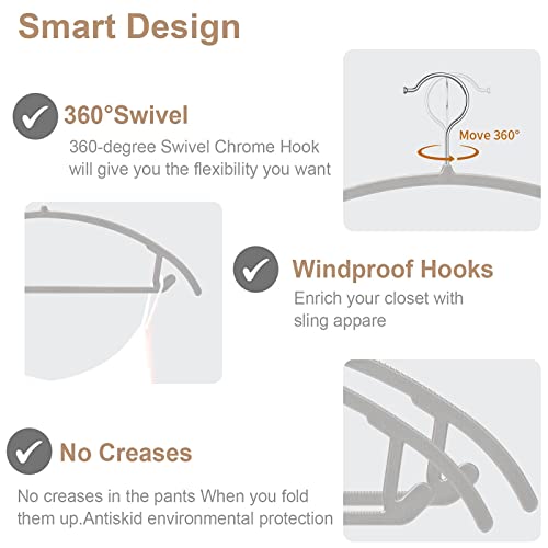 Timmy Plastic Hangers 50Pack No Shoulder Bump Suit Hangers - Chrome Hooks,Non Slip Space Saving Clothes Hangers, Heavyduty,Rounded Hangers For Sweaters,Coat,Jackets,Pants,Shirts,Dresses Grey Hangers #TOP2