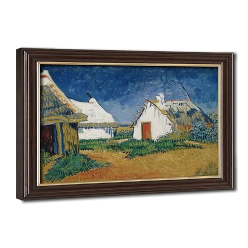 Toile Van Gogh Cottages blancs cadre suspendu finition haut de gamme