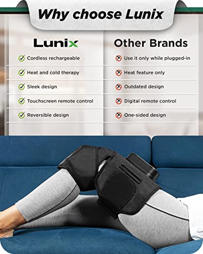 Lunix Lx4 Knee Massager With Heat And Compression, Rechargeable Thigh, Calf And Knee With Cold Or Heat Therapy, Knee Wrap Brace, Leg Heating Pad, Black #TOP3