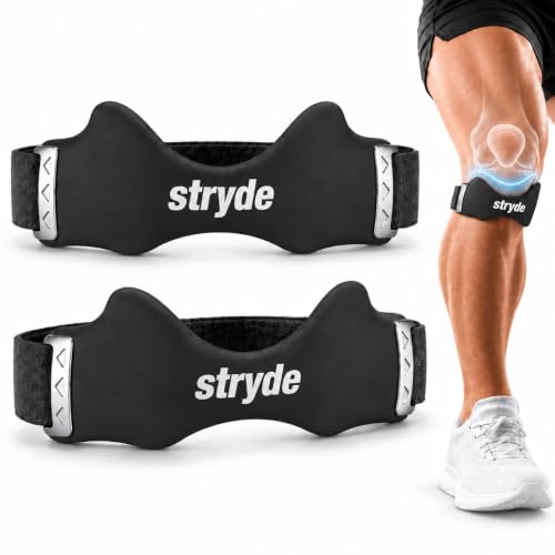 Stryde Precision Knee Strap, Adjustable Knee Strap with Silicone Lock-Point Pad, Breathable Precision Strap for Knee Support, Non-Slip Sports Brace for Running, Cycling & Fitness，2pcs