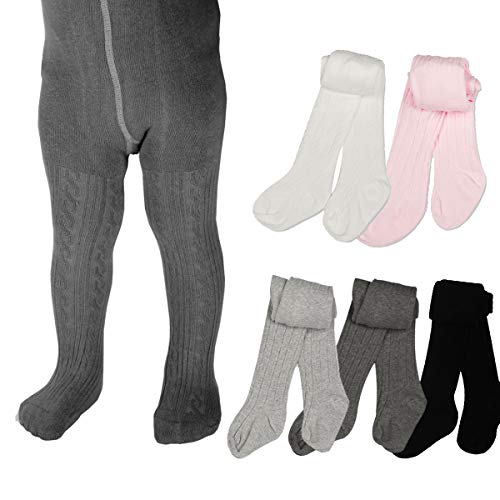 Baby Toddler Girls Tights 3 Pack Knit Cotton Leggings Pants for Infant Girl Stockings (style 5 pack B twist, 0-6 month)