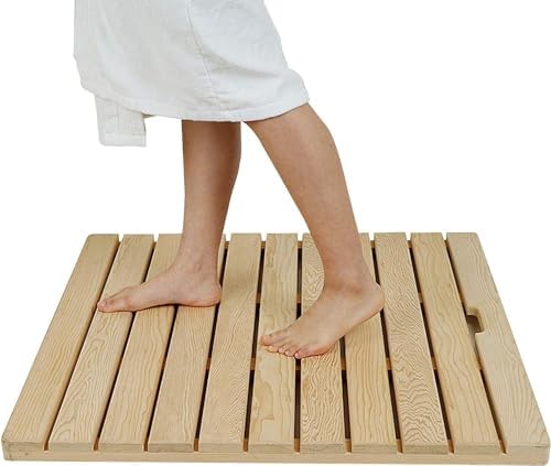 木製シャワーバスマット 滑り止め木製浴室フットペダル 丈夫で耐久性あり カスタマイズ可能なサイズ (色 : A, サイズ : 50x