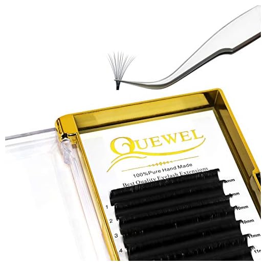 QUEWEL Volume Eyelash Extensions | 0.03-0.12mm | C/CC/D/DD Curl | 8-25mm Length | Easy Fan Volume Lashes 2D-20D Self Fanning Volume Lashes 0.07C Mix-8-15mm Long Lasting Blooming Lashes(0.07C Mix8-15)