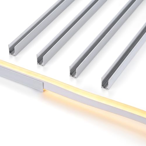 Image of Yescom 5Pack 3ft Commercial Warm White Rope Light Aluminium Track Channel | 7x10mm, 1m Long Straight Mounting Rails, Ideal for indoor outdoor DIY, Compatible with 7x14mm Bilume 2700K