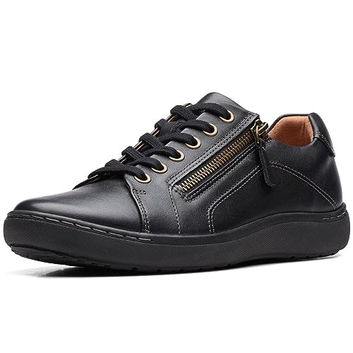 Clarks Women's Nalle Lace Sneaker, Black, 5 UK