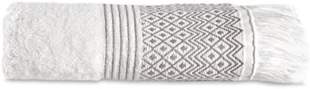 Allure Diamond Jacquard Textured Bath Mat, 100% Cotton, Reversible, Extra Large 55 x 85cm (Light Grey)