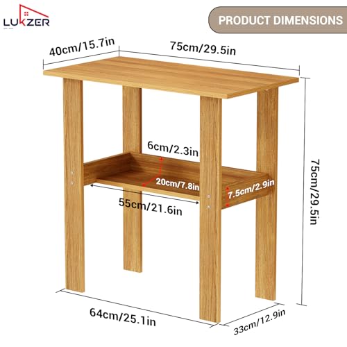 Image of Lukzer Engineered Wood Study Table | Modern Computer Table for Home & Kids Study Room | ST-004S /Oak Light | Compact Design Office Desk with Storage Shelf Work from Home Laptop Table Gaming Workstation