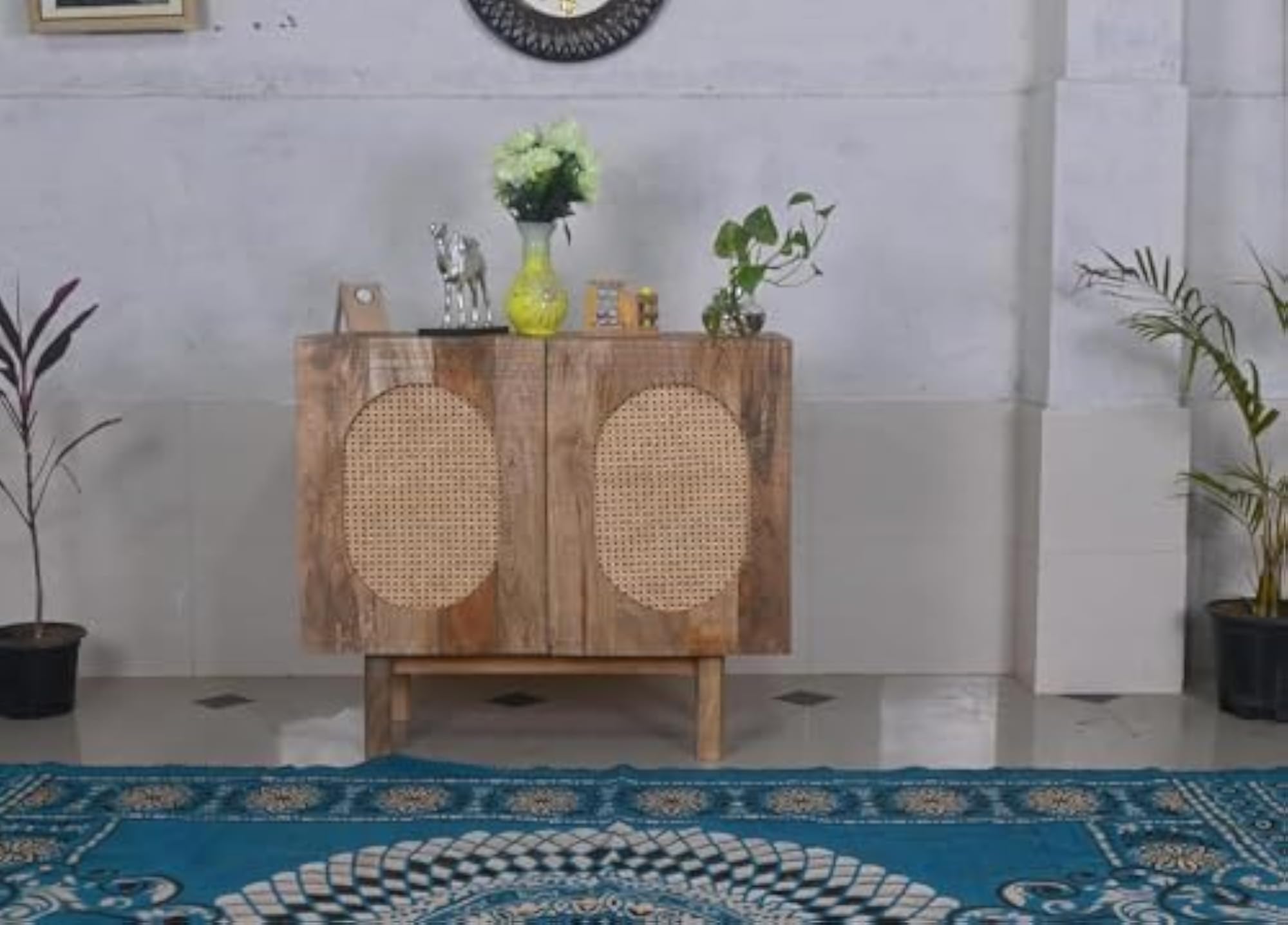Solid Wood Sideboard Cabinet for Storage, Oak Finish