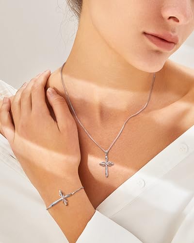 STARCHENIE Cross Bracelet for Women 925 Sterling Silver Infinity Bracelet Adjustable Slider Crucifix Jewelry Gift3