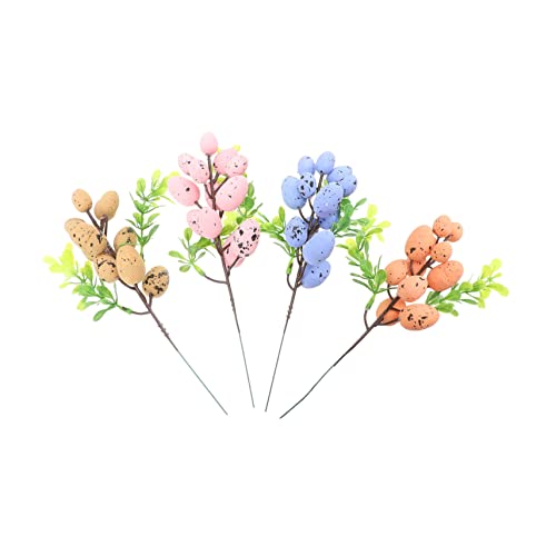 ULTECHNOVO 4 huevos de Pascua decorativos de ramas artificiales para decoración de jardín de Pascua, huevos de Pascua DIY para fiestas y fotografías
