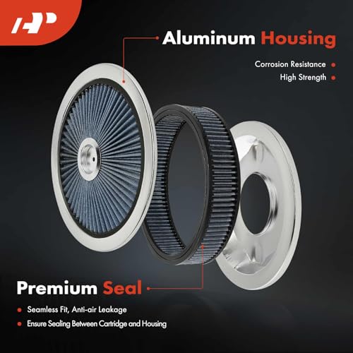A-Premium 14"x3" Round Blue Chrome Universal Air Cleaner Filter Assembly - Compatible with Chevrolet Chevy GMC Ford Models- Fit For 5-1/8" carburetor neck by A-Premium - Used condition - Image 3
