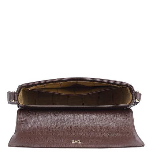 Image of Da Milano Leather Shoulder Bag for Women - Brown (OR-3027)