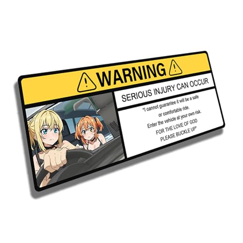 EARLFAMILY 5.1'' for Driving Safety Warning Attack on Titan Anime Car Stickers Cartoon Decal Car Accessories Sun Visor Window Decor (Style H)