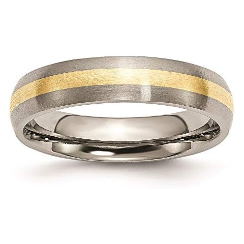 Titanium and 14k Yellow Gold Inlay 5mm Brushed Bridal Engagement Wedding Band Ring Fine Jewelry For Women Gifts For Her, Size 7 Cover