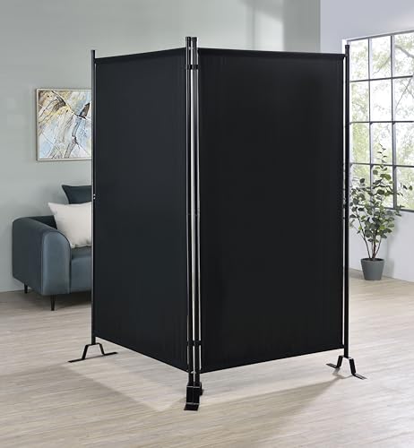 Proman Products - Galaxy II Section Divider, Water Repellent Fabric Room Divider with Black Powder Coated Metal Frame for Indoors or Outdoors, Large 74.25” Width (Black)