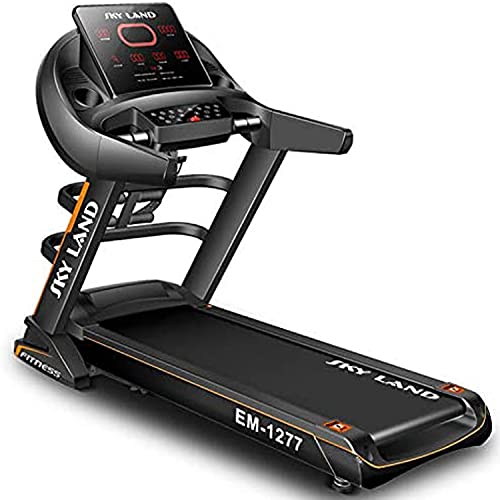 SKY LAND Foldable Treadmill with Massager | 5.5 HP Peak Motor, Auto Incline, LED Display, Bluetooth & 12 Workout Programs, 130KG Capacity, Home Gym Running Machine EM-1277