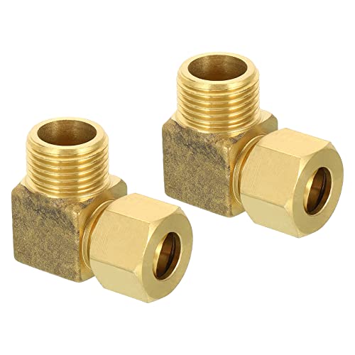 Patikil G1/2 Male X 12Mm Tube Od Brass Compression Tube Fitting, 90 Degree Elbow Pipe Tube Fitting For Plumbing, Hose Connector #TOP23