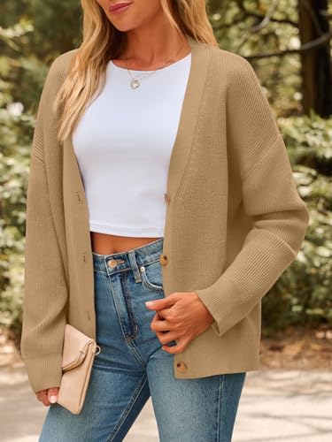 Image of LILLUSORY Womens Cardigan Sweaters 2026 Fall Oversized Lightweight Sweater | Long Sleeve Open Front, V Neck Button Down Clothing, Casual Work Clothes, Early Winter Fashion, Versatile Knit Outfits