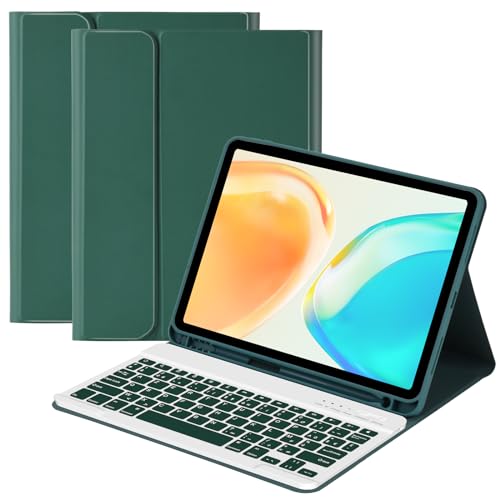 GAOJIE Coque Clavier pour iPad Air 11’’ M2&M3 2024/2025, Air 5 2022/Air 4 2020 10.9, Étui pour Pro 11 1ème 2018 avec Pen Holder, Housse avec Magnétique sans Fil Clavier AZERTY Français (Vert Foncé)