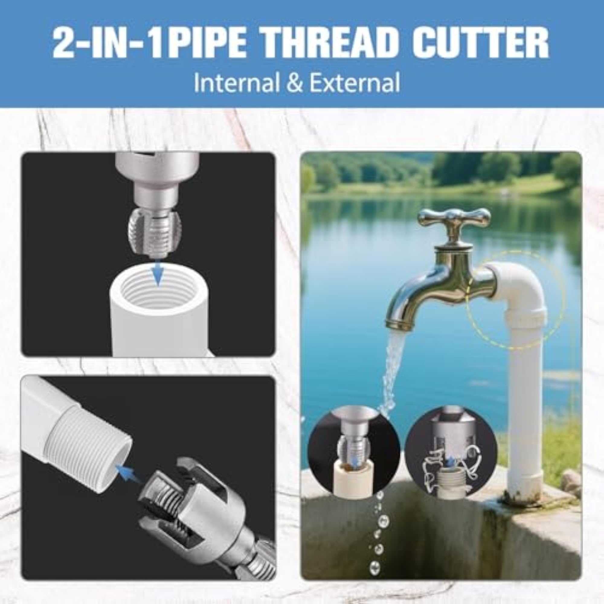 2-Piece Pipe Threading Tool Set for Plumbing