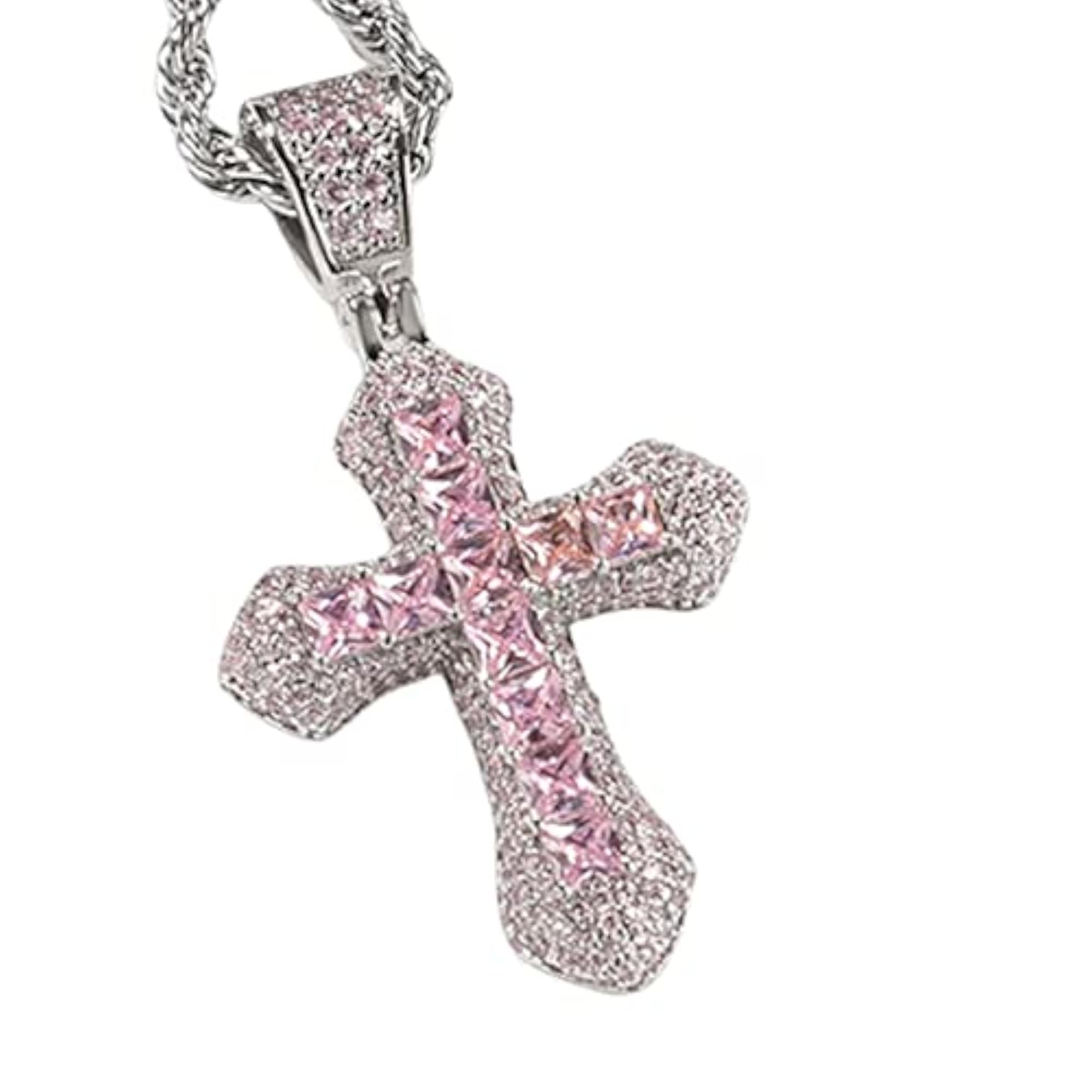 Zircon Cross Pendant Necklace for Valentine's Day