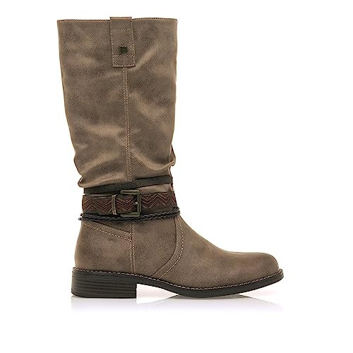 MTNG Botas Planas Mujer PERSEA 53591 | Botas Casual | Cierre con Cremallera | Piedra