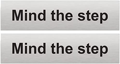 Haobase 2PCS Caution Mind The Step Sign - Self Adhesive Vinyl Sticker (20cm x 5cm)