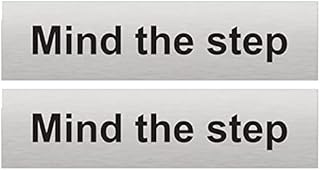 Haobase 2PCS Caution Mind The Step Sign - Self Adhesive Vinyl Sticker (20cm x 5cm)