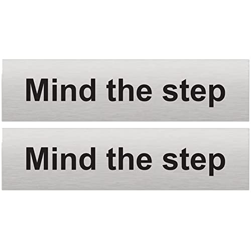 Image of Haobase 2PCS Caution Mind The Step Sign - Self Adhesive Vinyl Sticker (20cm x 5cm)
