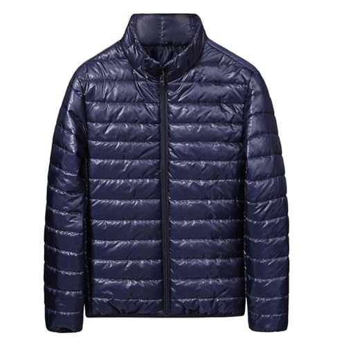 Mens Lightweight Down Jacket Shiny Packable Puffer Jacket Warm Insulated Padded Bubble Winter Coats Outwear No Hood