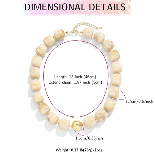 BREPINE Off-White Chunky Necklaces for Women Multicolored Large Square Resin Beads Necklace Trendy Bold Statement Beaded Summer Candy jelly Vacation Choker by BREPINE - Used condition - Image 4