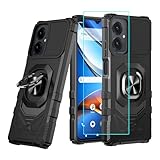 Lozeguyc for Cricket Icon 2026 / AT&T Propel 3 5G Case with Screen Protector,Dual Layer Hybrid Heavy Duty Defender Protection,Rugged Reinforced Cushion Corner Kickstand Shockproof Bumper Cover Black