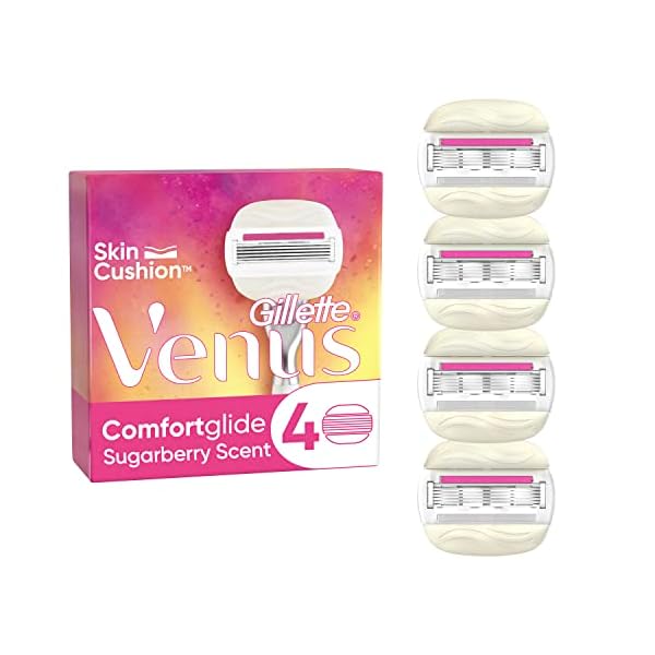Gillette Venus Comfortglide Festival Rasierklingen Damen, 4 Ersatzklingen für Damenrasierer mit 5-fach Klinge, die für eine gründliche Rasur und vollkommen glatte Haut sorgen