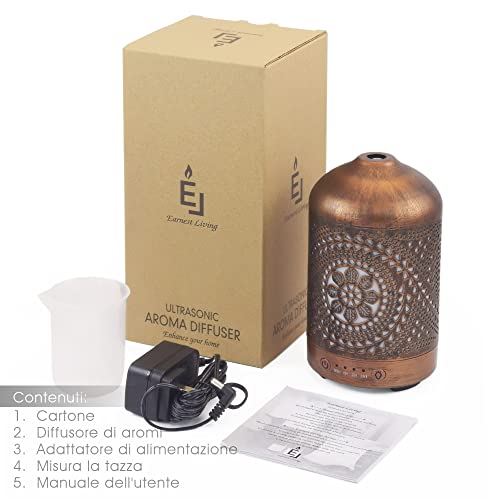Earnest Living Essential Oil Diffuser Metal Diffuser 100 Ml Timers Night Lights And Auto Off Function Home Office Humidifier Aromatherapy Diffusers For Essential Oils #TOP6