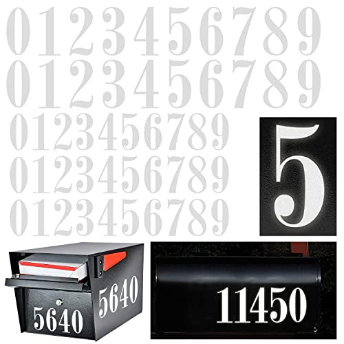 Reflective Mailbox Numbers Sticker Decal Die Cut Roman Style Vinyl Waterproof Number Self Adhesive 5 Sets (3" X 3 Set , 4" X 2 Set) For Signs, Door, Cars, Trucks, Home, Garbage Bins (Style 1) #TOP8